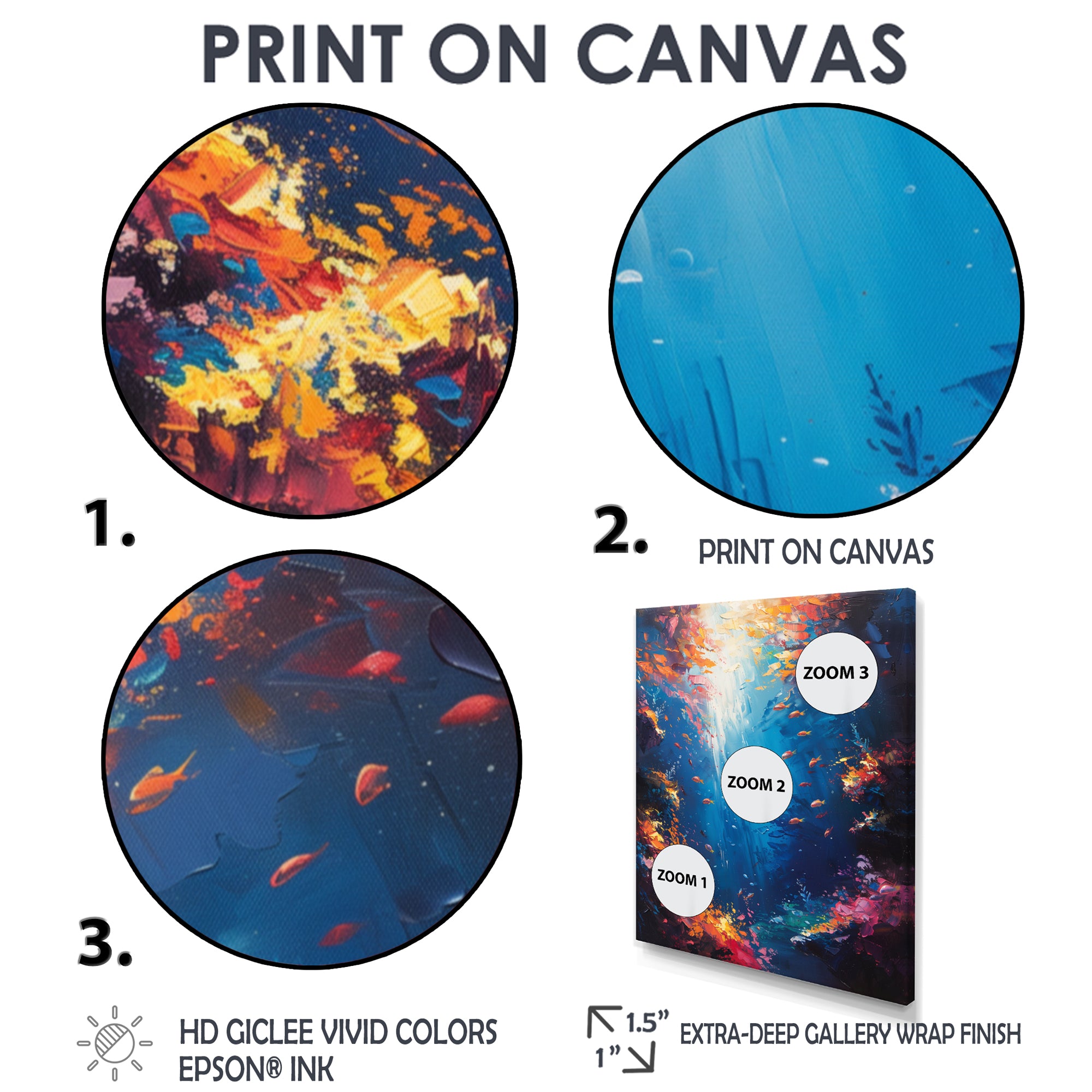 Blue orange coral clownfish Marine life - Coral Framed Canvas Art
