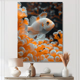 Orange white coral fish - Coral Living Room Wall Art