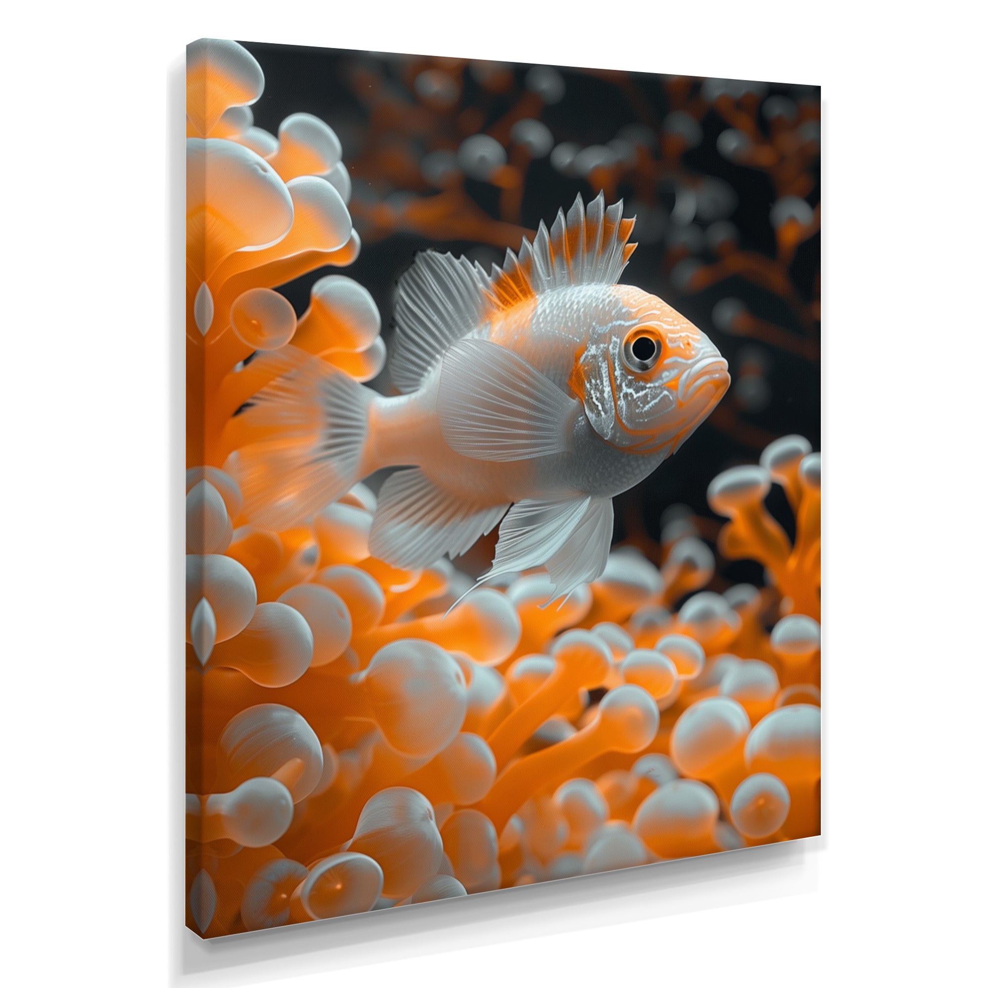 Orange white coral fish - Coral Living Room Wall Art