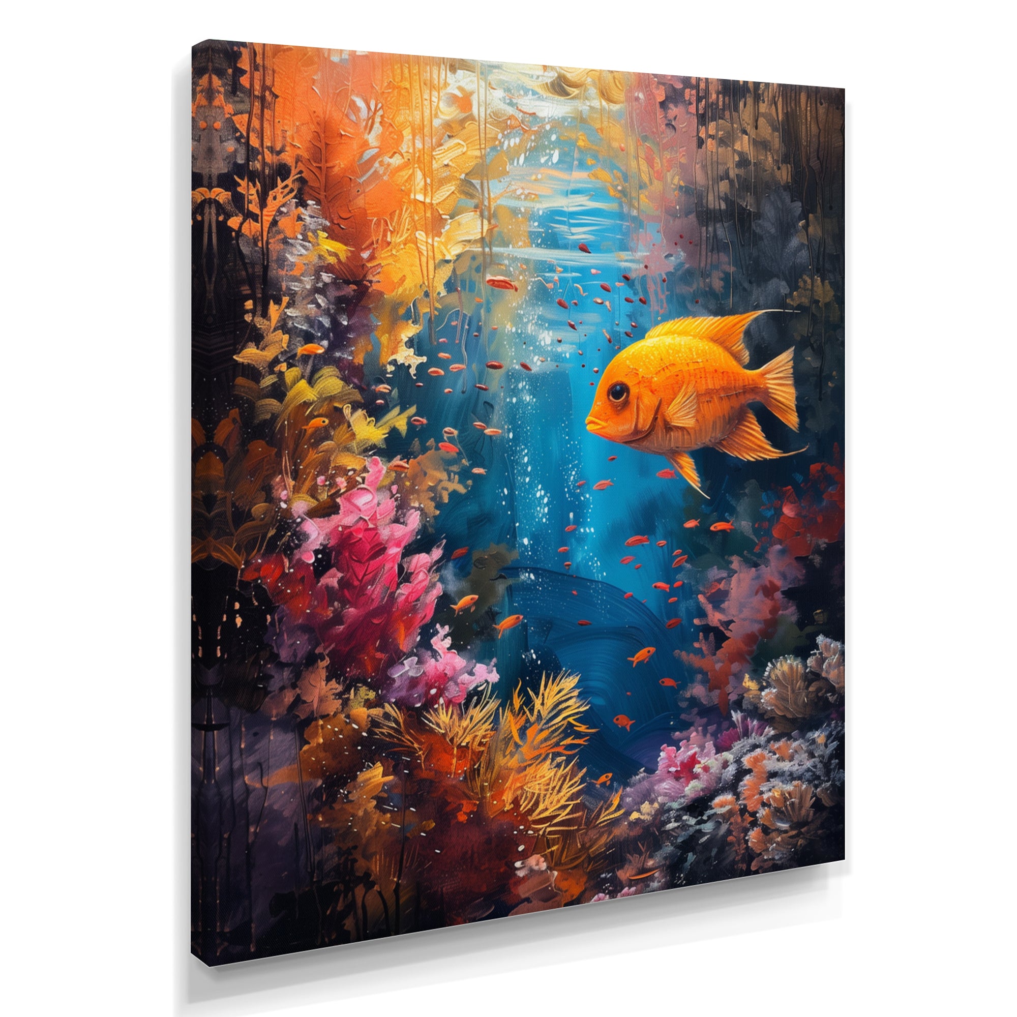 Orange blue coral Marine goldfish Marvel - Coral Canvas Wall Art