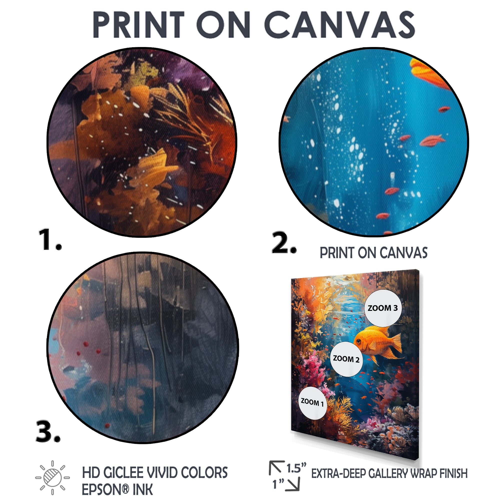 Orange blue coral Marine goldfish Marvel - Coral Canvas Wall Art