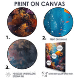 Orange blue coral Marine goldfish Marvel - Coral Canvas Wall Art