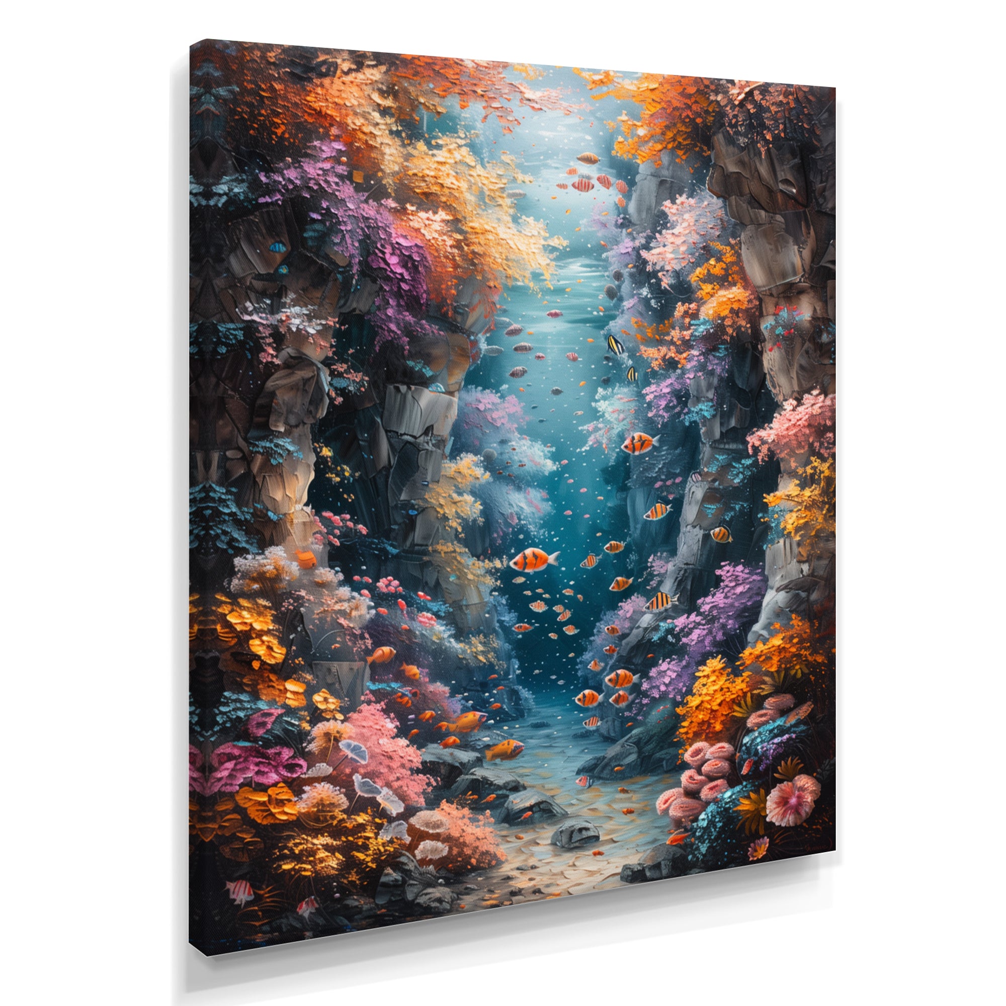 Orange blue coral Marine Marvel dreams - Coral Canvas Wall Art
