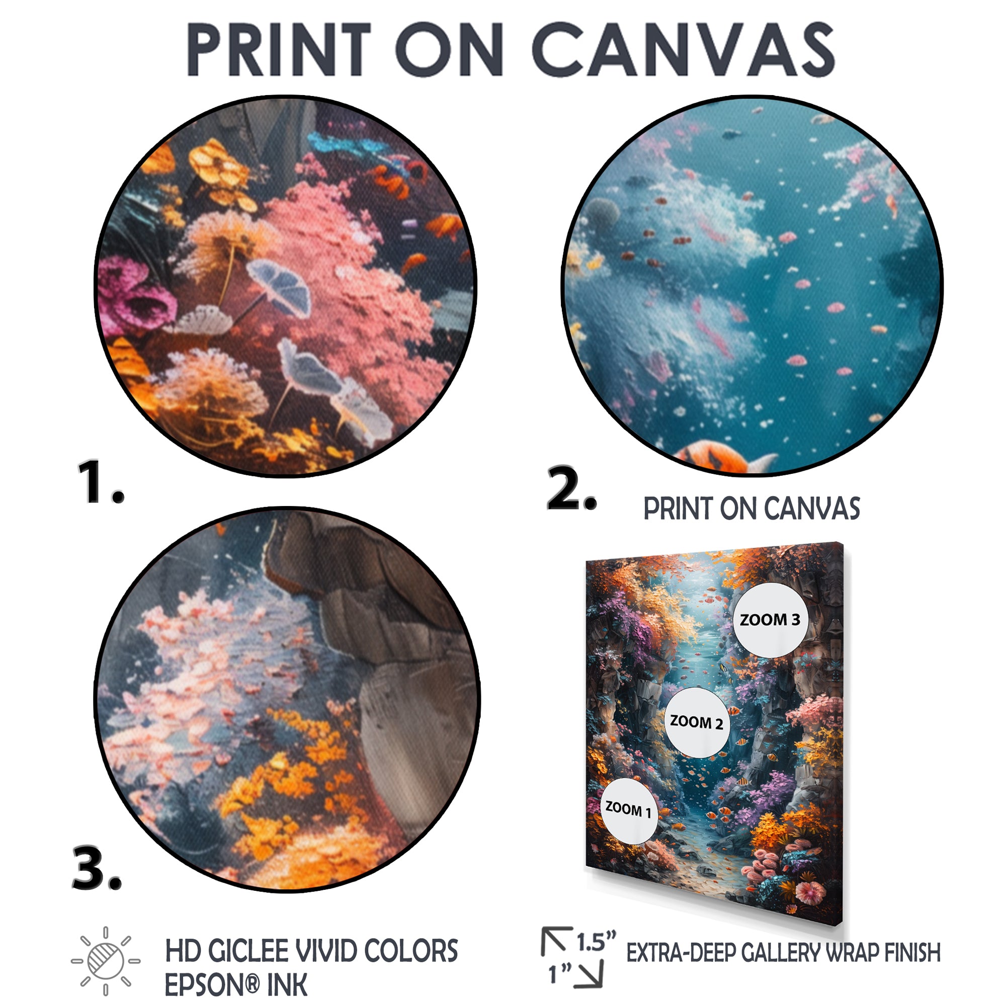 Orange blue coral Marine Marvel dreams - Coral Canvas Wall Art