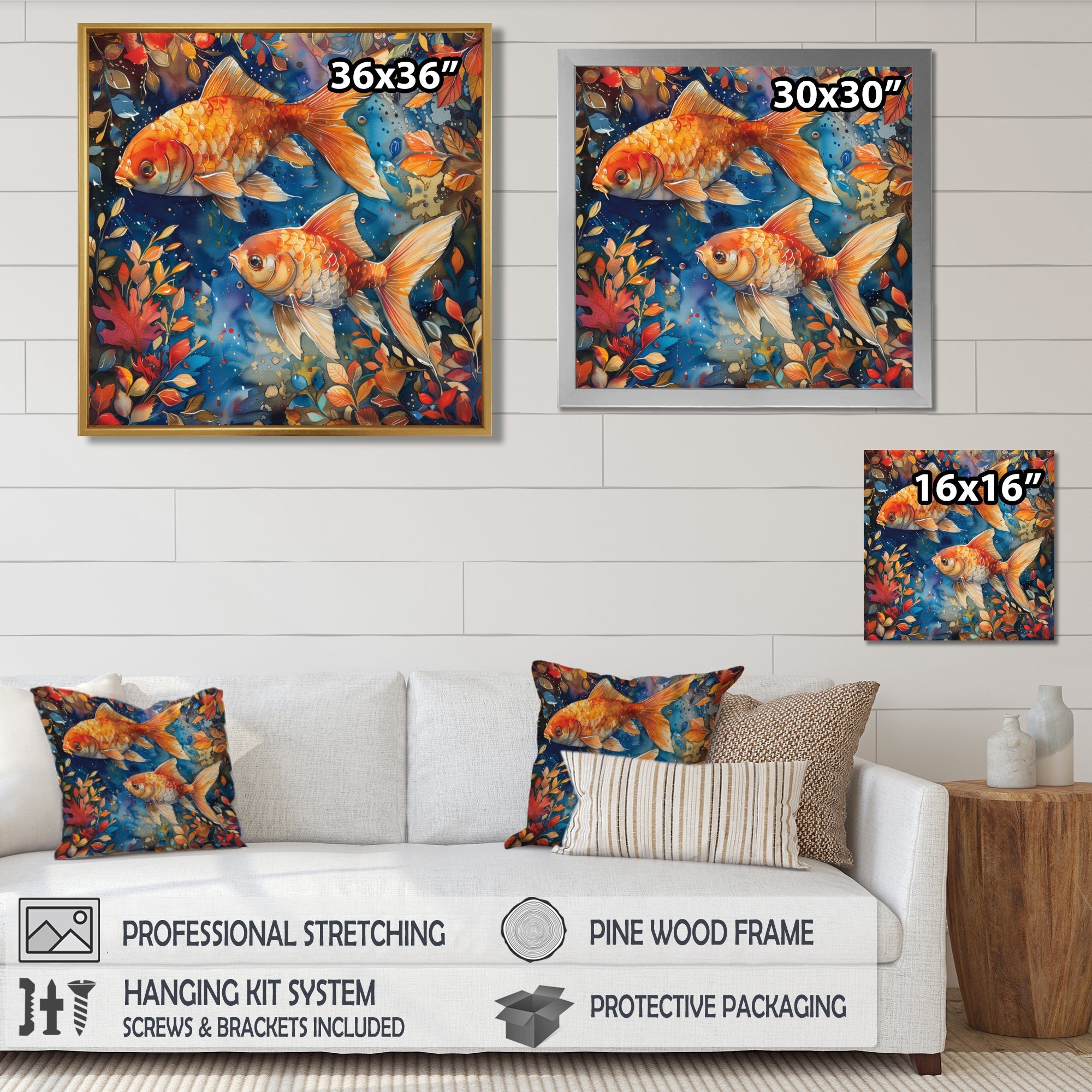 Orange blue Aquariums Oceanic Wonders fish - Fish Wall Decor