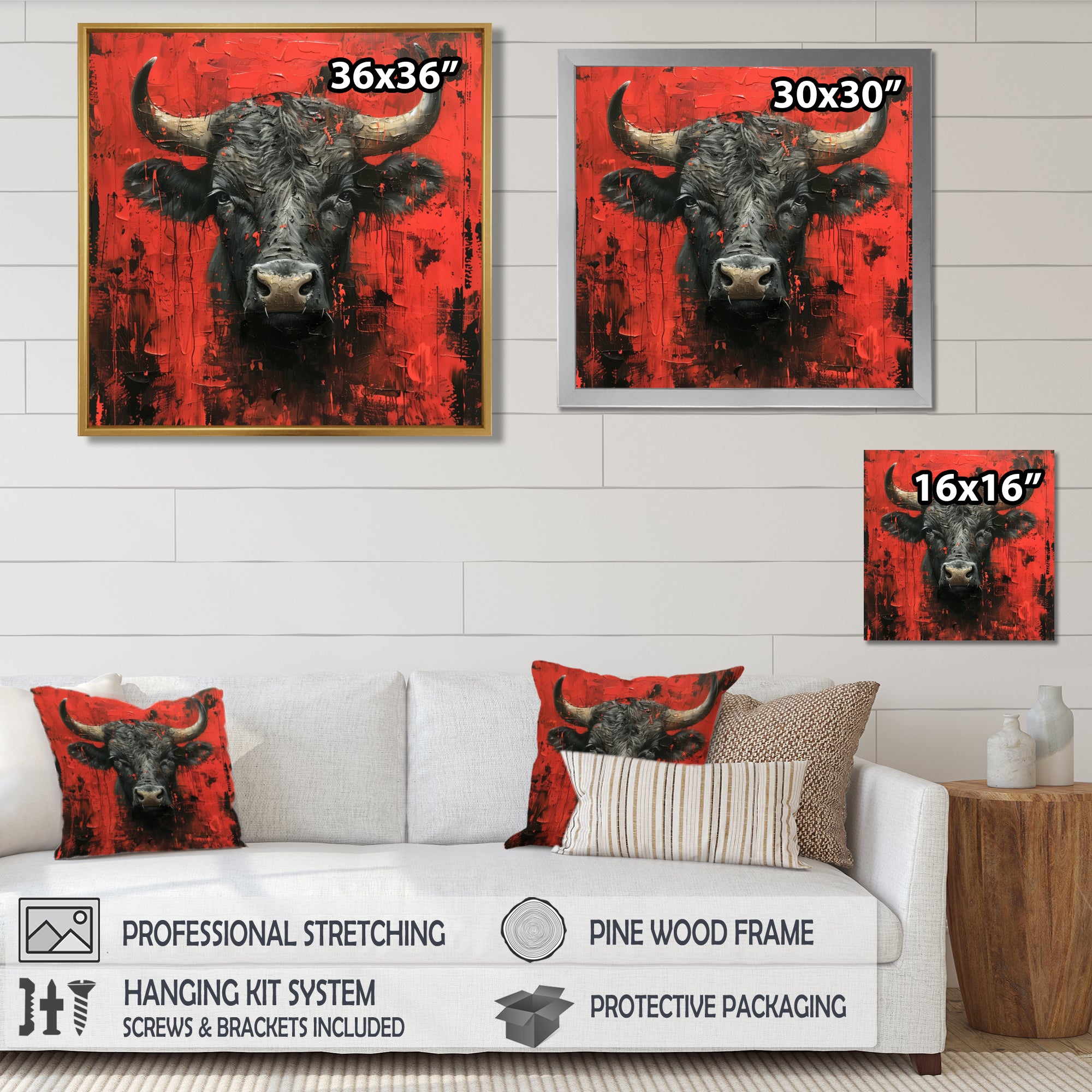 Red Taurus Astrology Bulls Resolve - Red Taurus Wall Art
