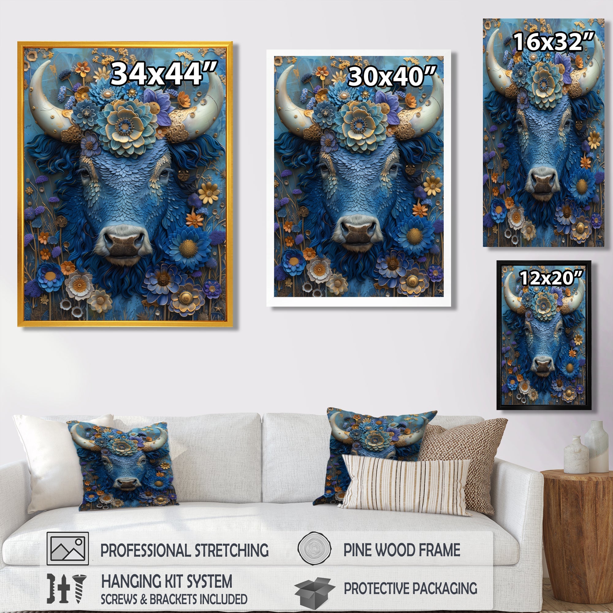 Blue Taurus Astrology Cosmic Harmony - Blue Taurus Wall Art