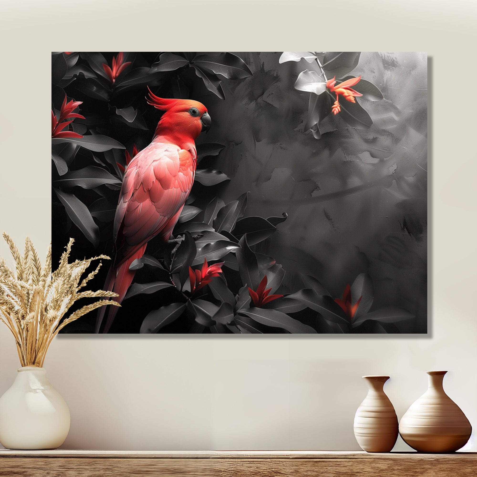 Red black Garden of Eden Birds - Bird Home Decor Art