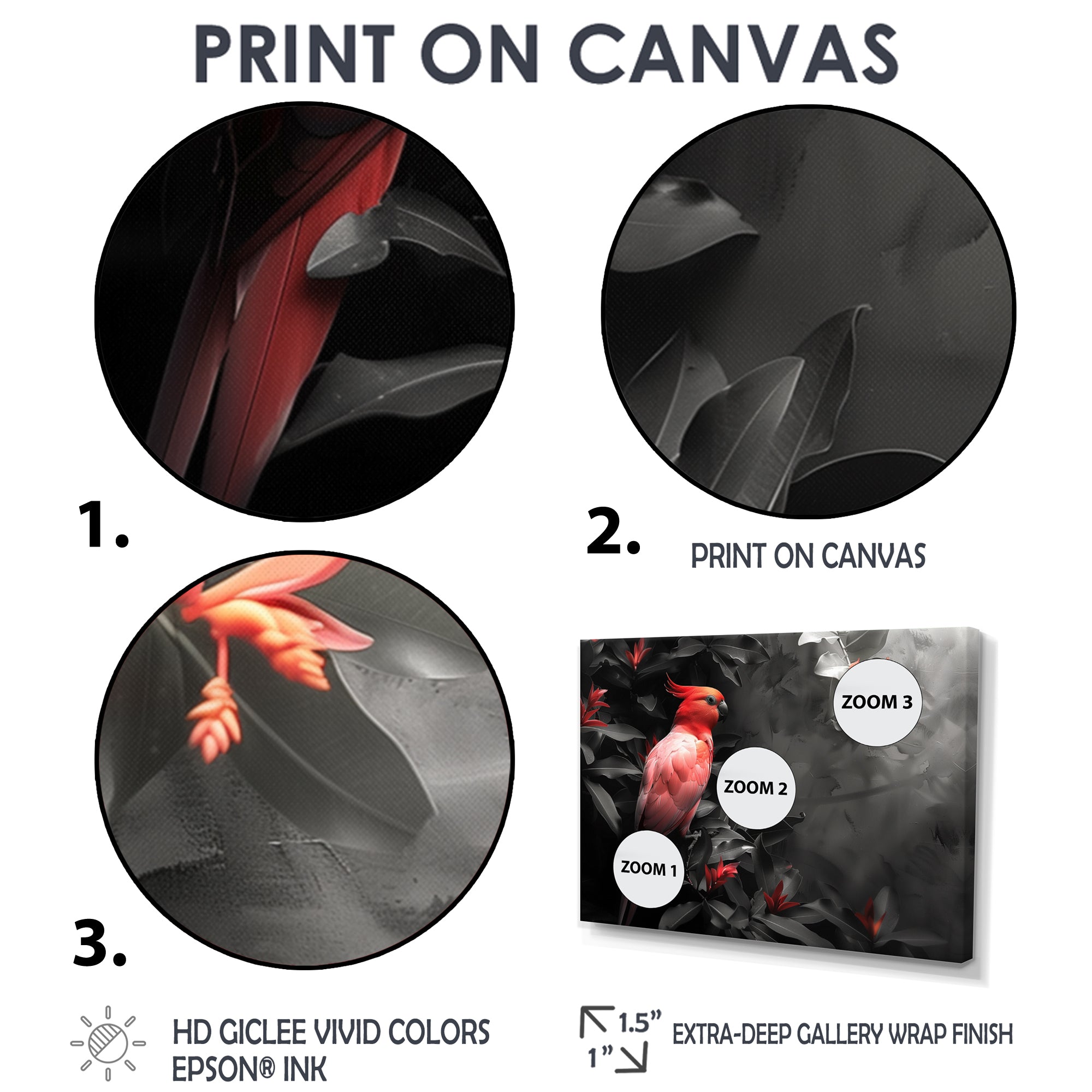 Red black Garden of Eden Birds - Bird Home Decor Art