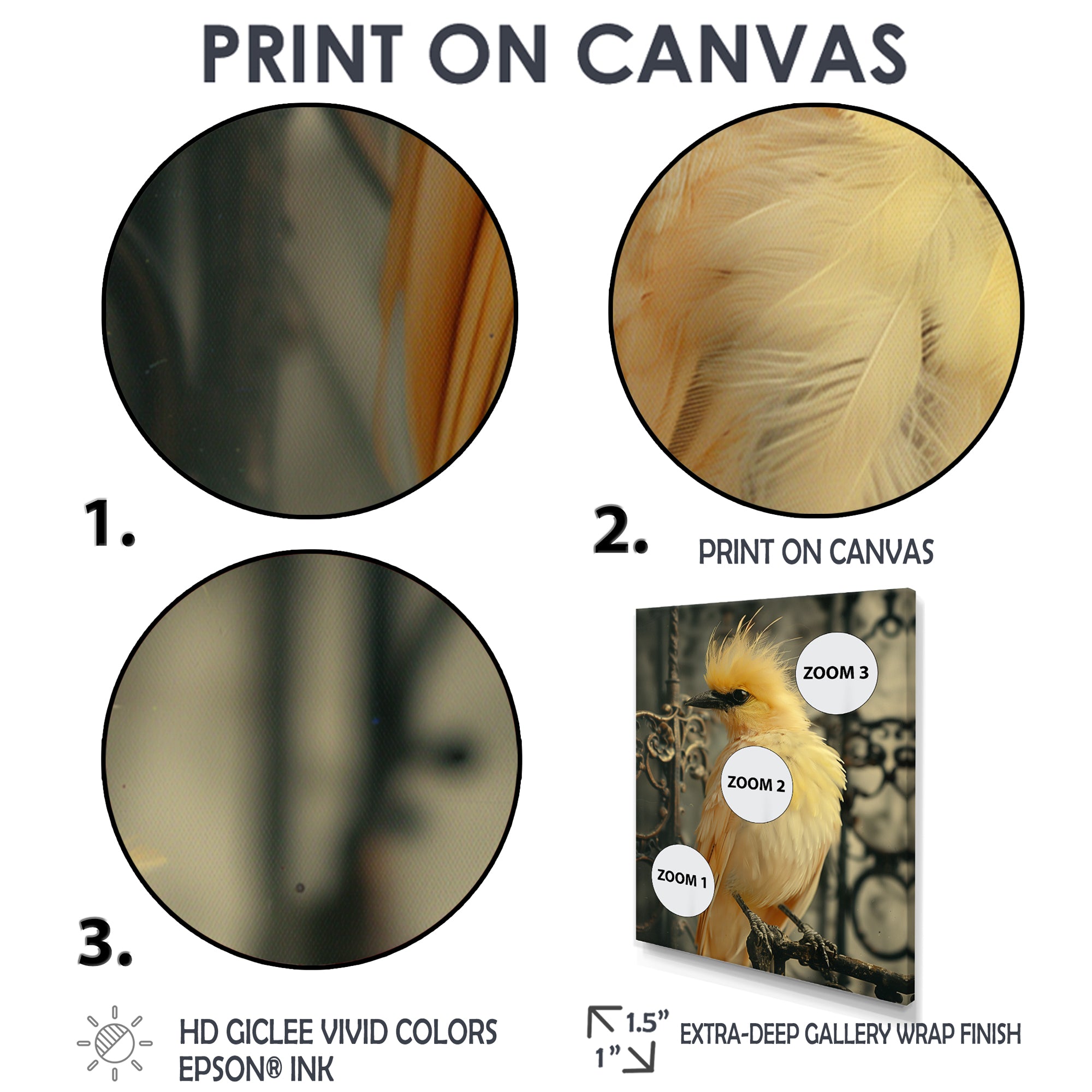 Yellow black Caged Bird elegance - Bird Canvas Wall Art