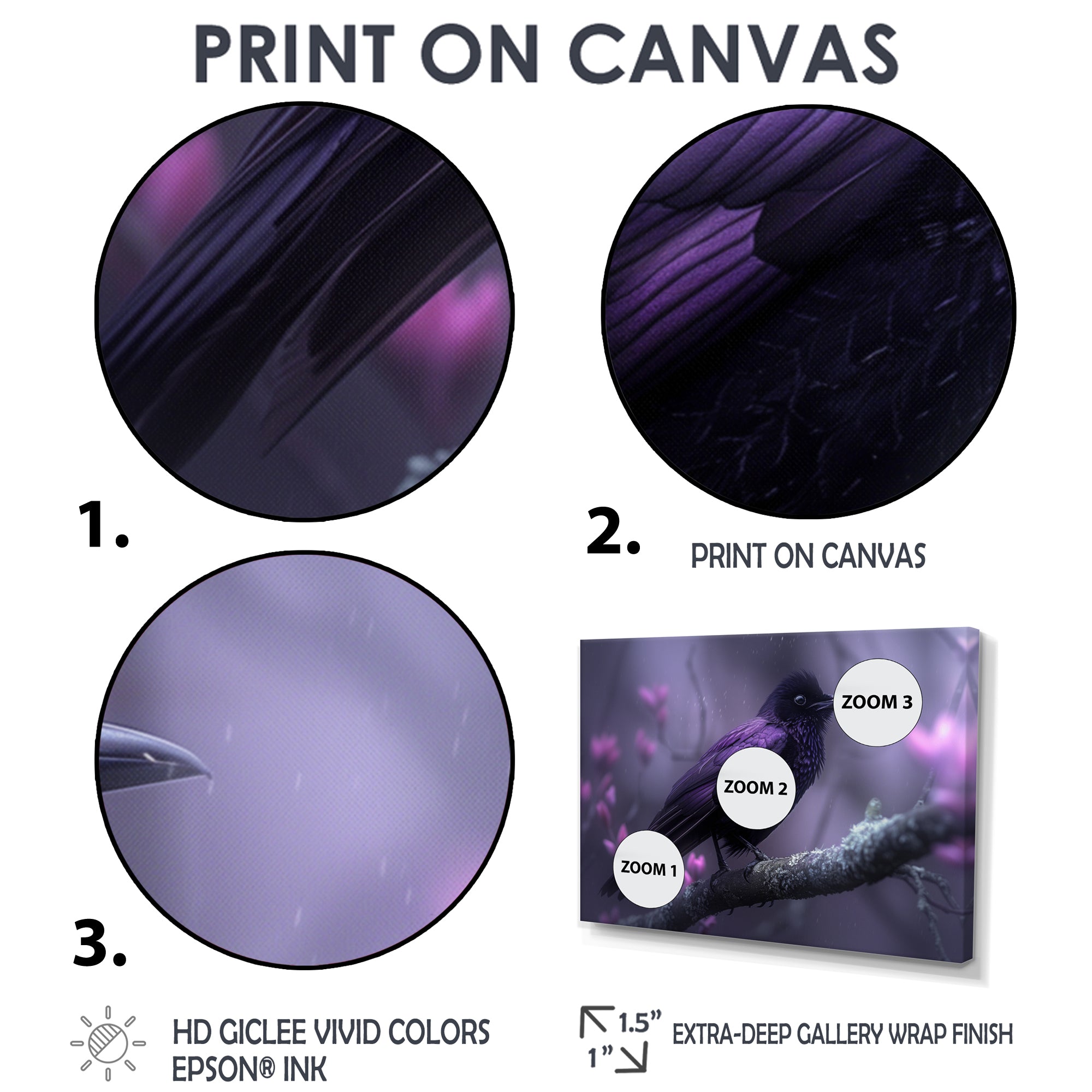 Purple black Moonlit Serenade Bird - Bird Wall Decor