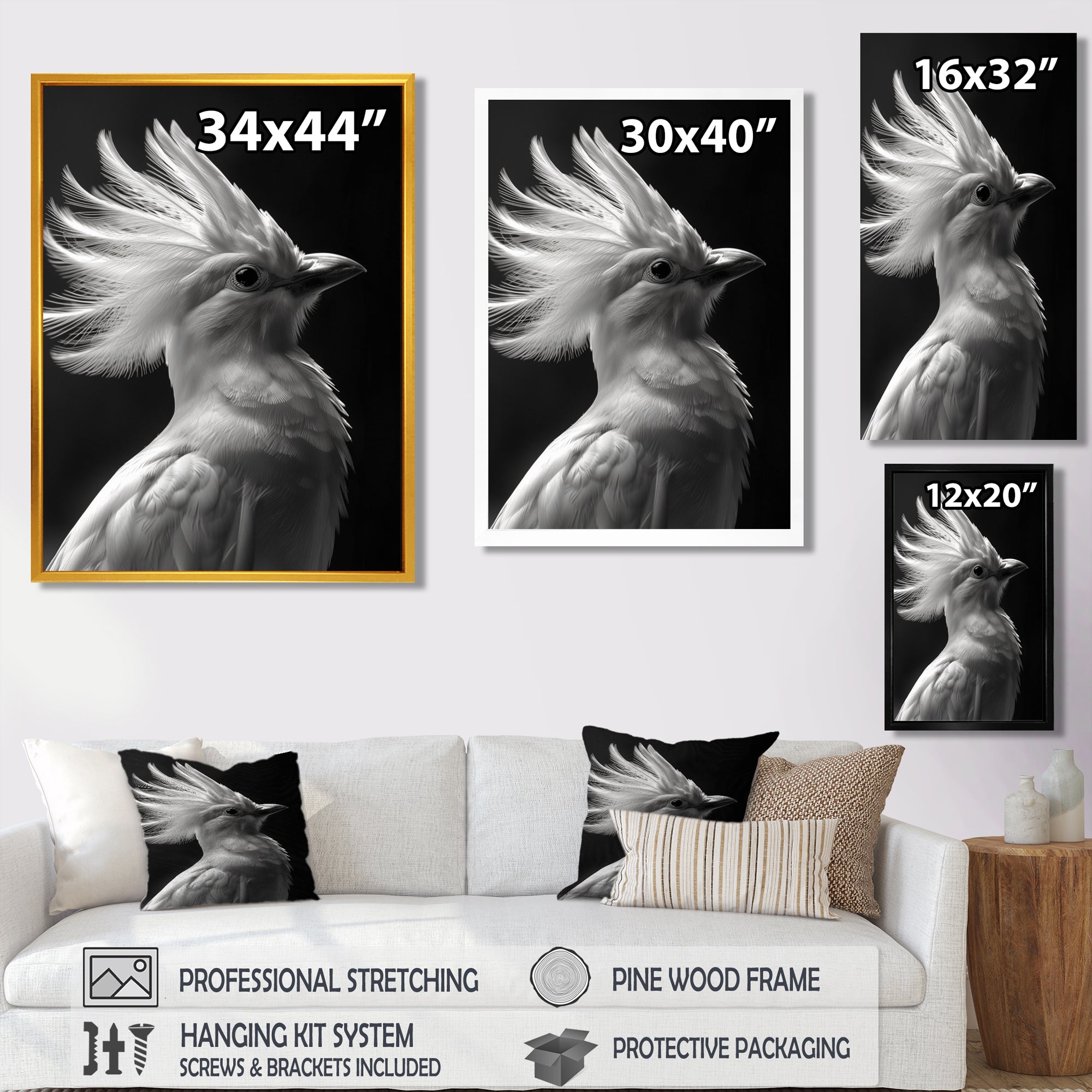 Monochrome white black graceful Bird - Bird Wall Decor