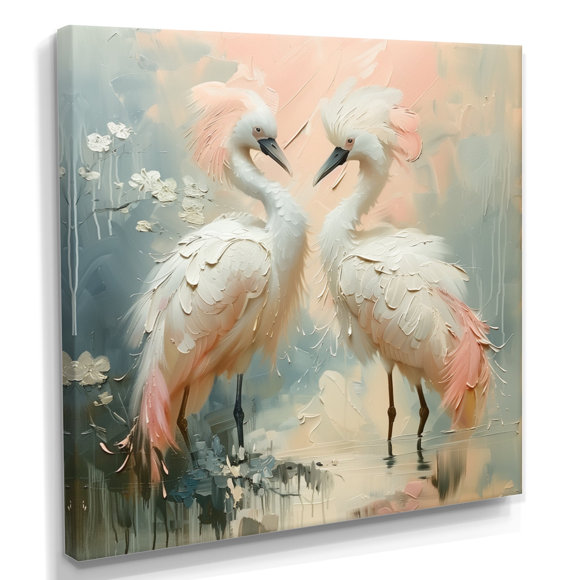 White pink Paradise Cove swans - Bird Wall Art Prints