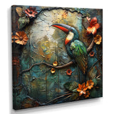 Green orange Rainforest Radiance Toucan - Green Parrot Wall Art