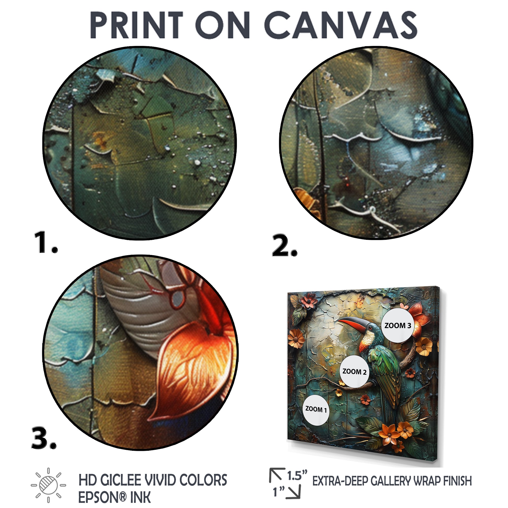 Green orange Rainforest Radiance Toucan - Green Parrot Wall Art