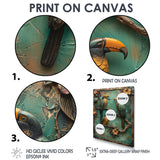 Yellow green Rainforest Radiance Toucans - Parrot Framed Canvas Art