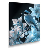 Blue black Tropical Oasis Bird blooms - Bird Home Decor Art