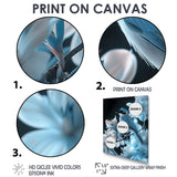 Blue black Tropical Oasis Bird blooms - Bird Home Decor Art