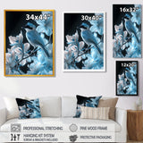 Blue black Tropical Oasis Bird blooms - Bird Home Decor Art