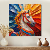 Yellow red horse Carousel spiral - Horse Canvas Wall Art