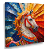 Yellow red horse Carousel spiral - Horse Canvas Wall Art