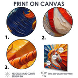 Yellow red horse Carousel spiral - Horse Canvas Wall Art