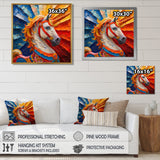 Yellow red horse Carousel spiral - Horse Canvas Wall Art