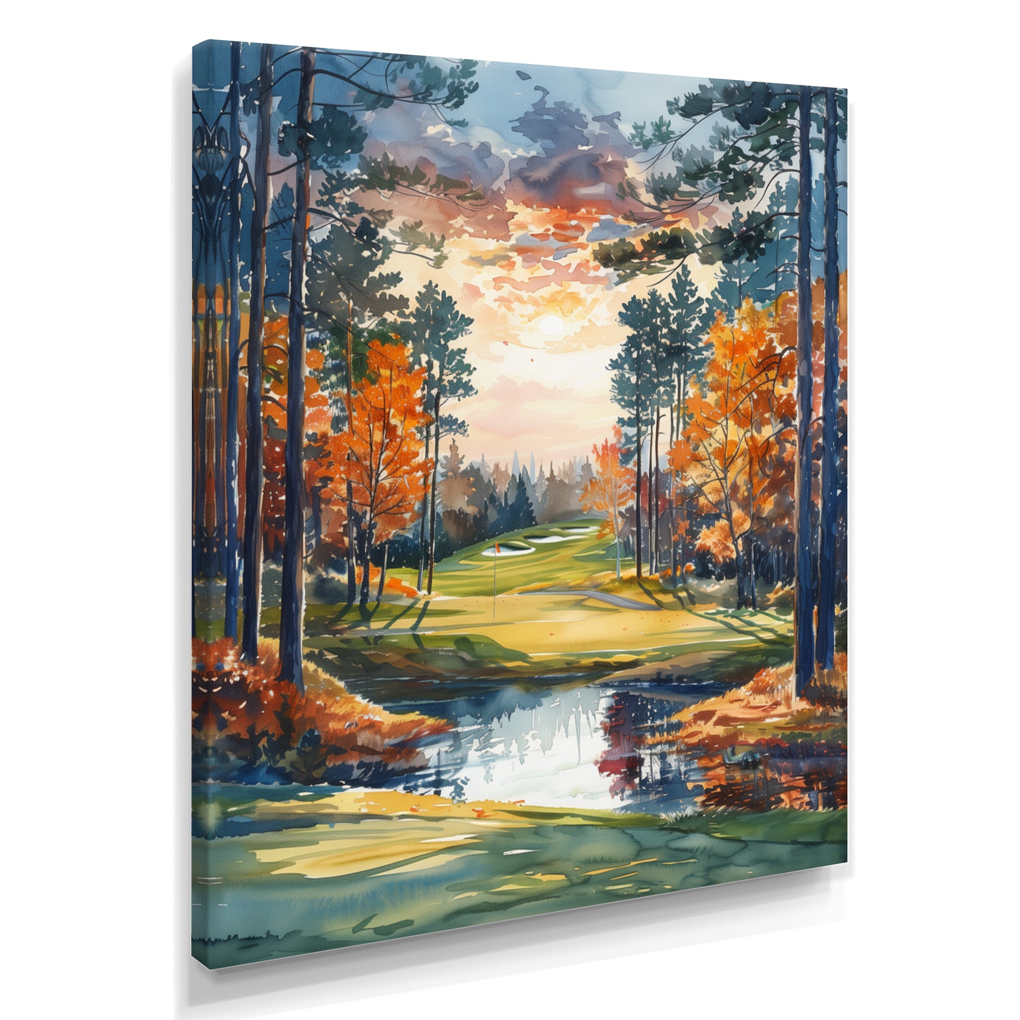 Green Orange Autumn Golf Haven Country Club I - Golf Canvas Wall Art