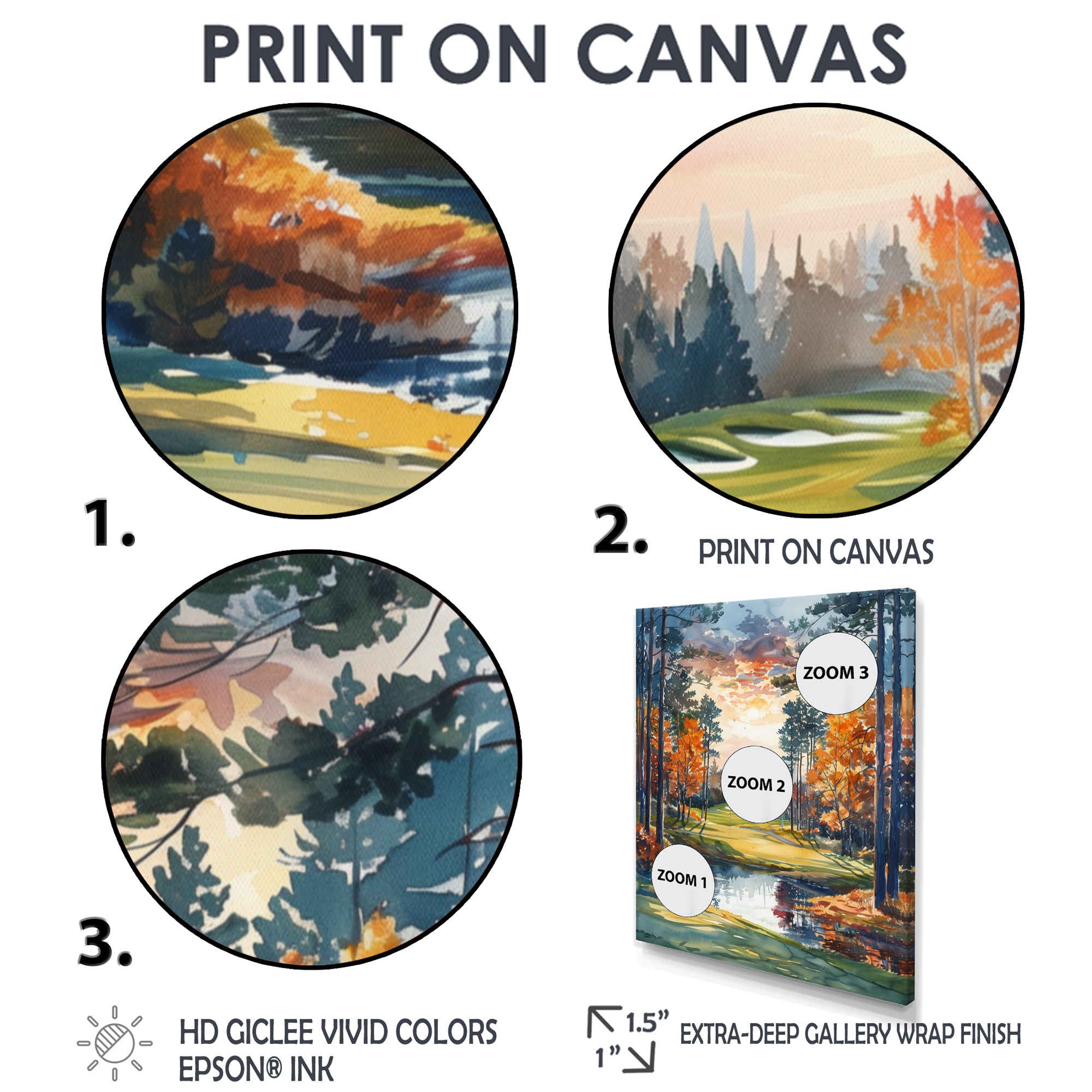 Green Orange Autumn Golf Haven Country Club I - Golf Canvas Wall Art