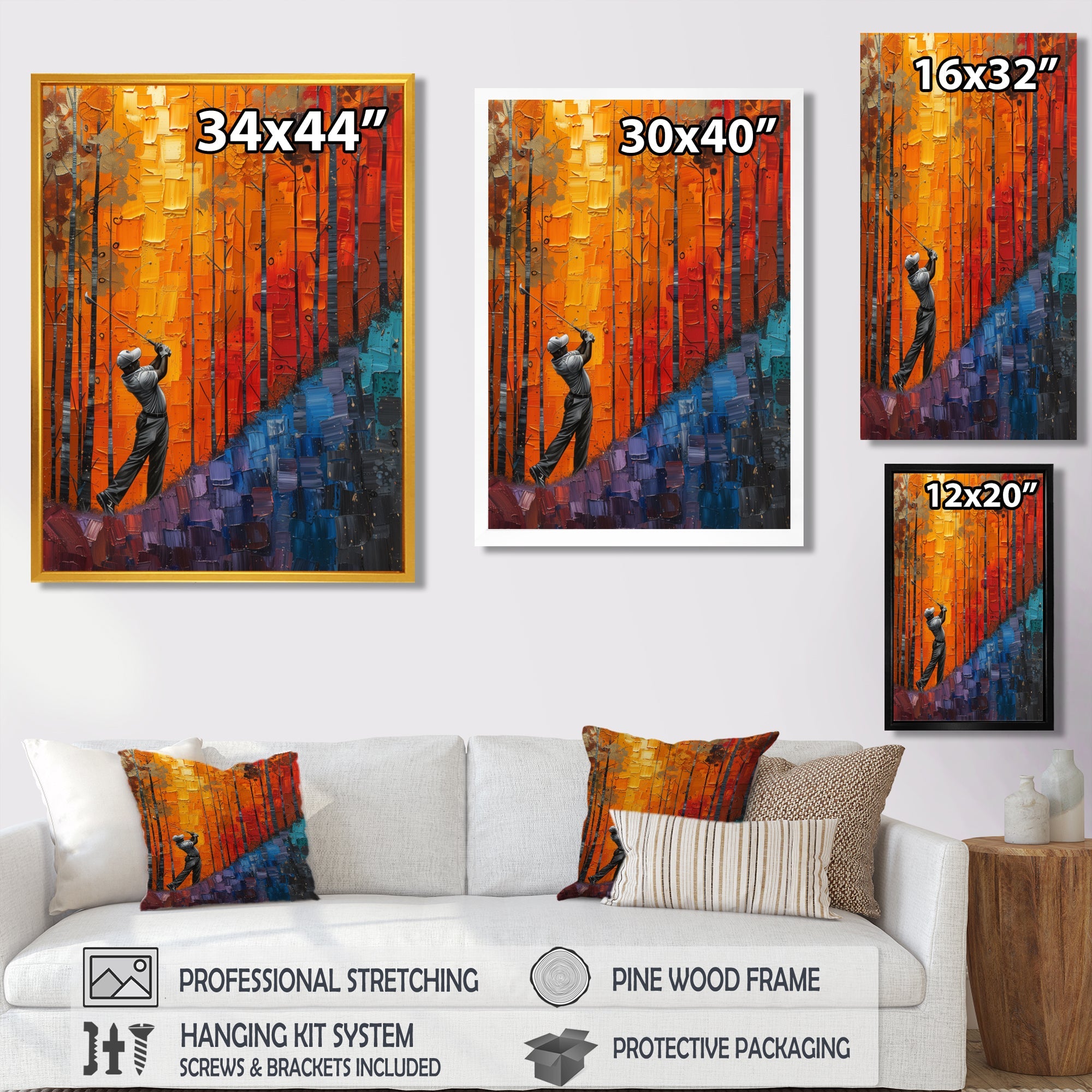 Yellow Red Golfing Heritage Country Club I - Golf Canvas Wall Art