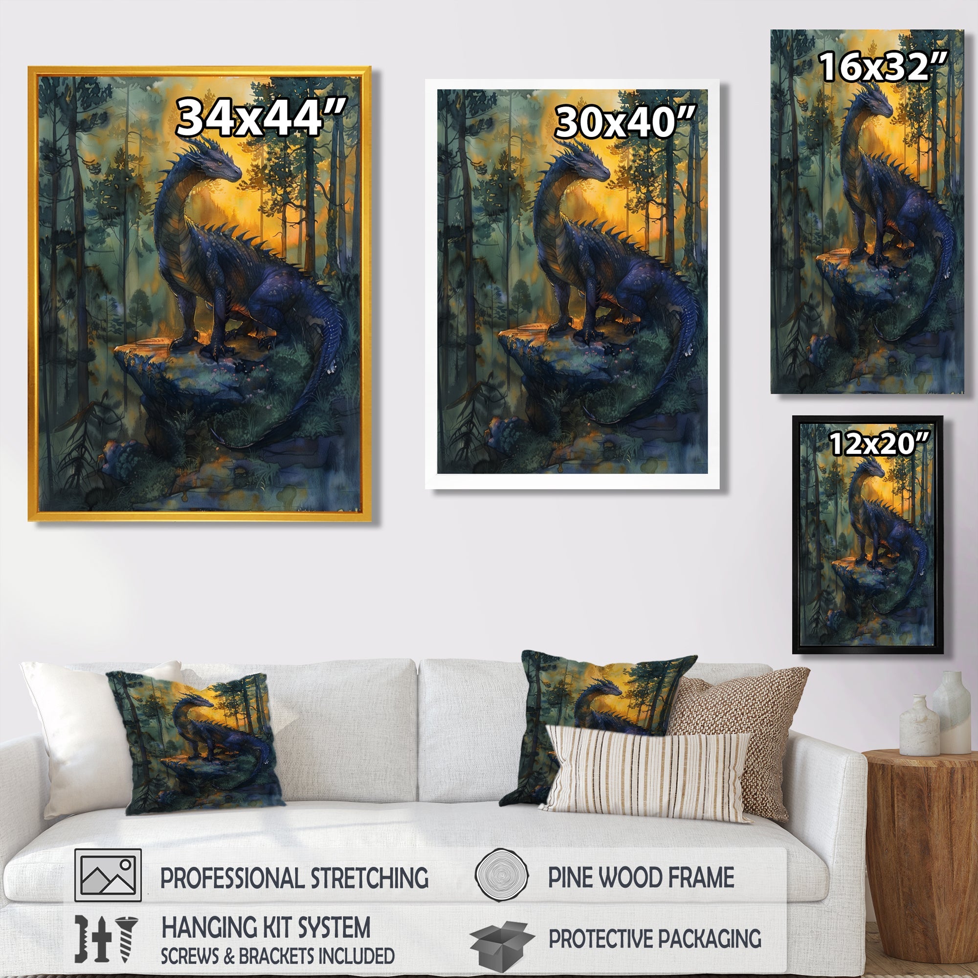 Darkness and Mystic Forest Dragon - Dragons Bedroom Wall Art