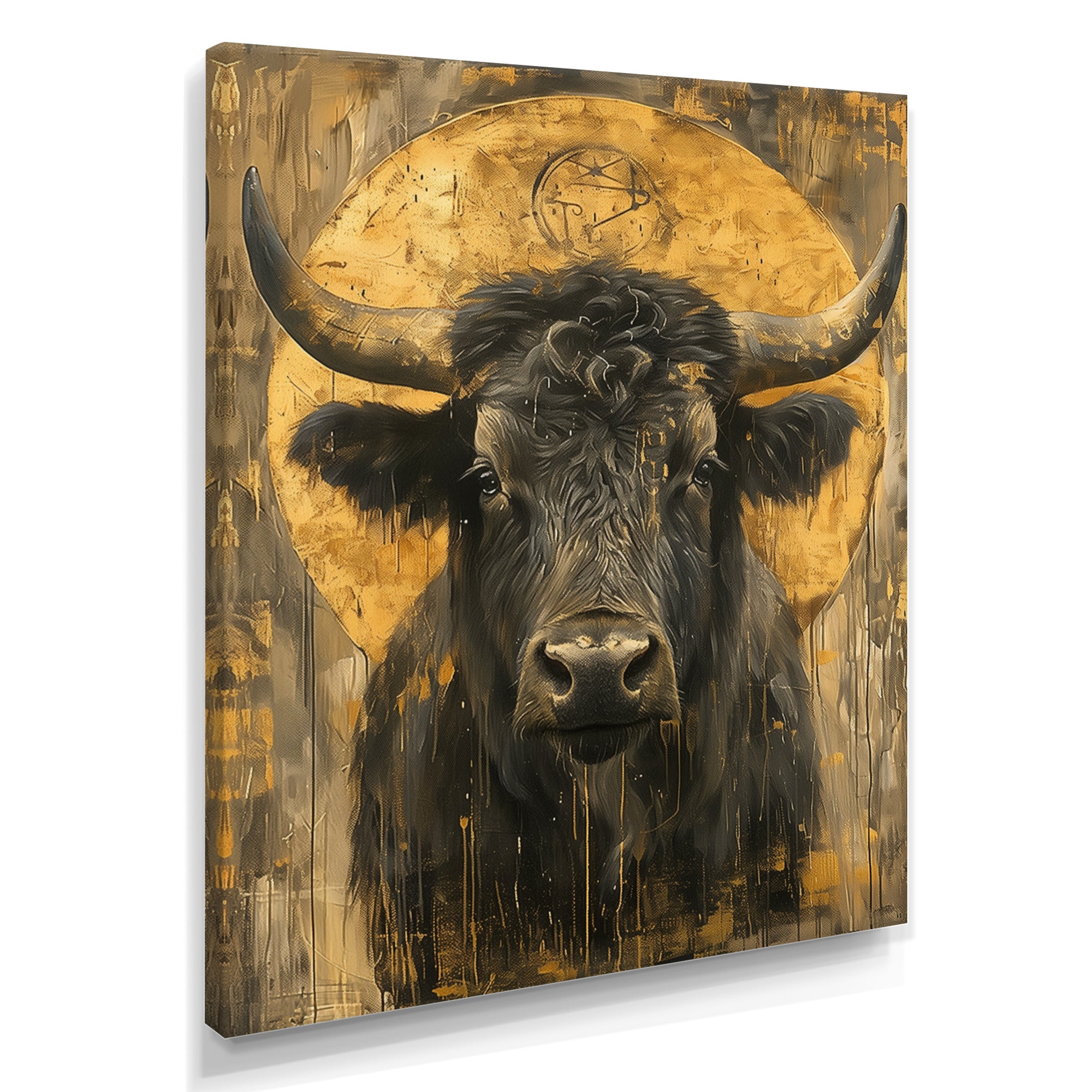 Golden Taurus zodiac portrait - Taurus Canvas Wall Art
