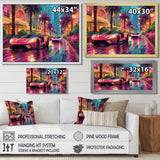 Pink blue Miami exotic cars - Car Exotic Canvas Wall Art