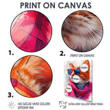 Pink blue curious cat with sunglasses - Cat Canvas Wall Art