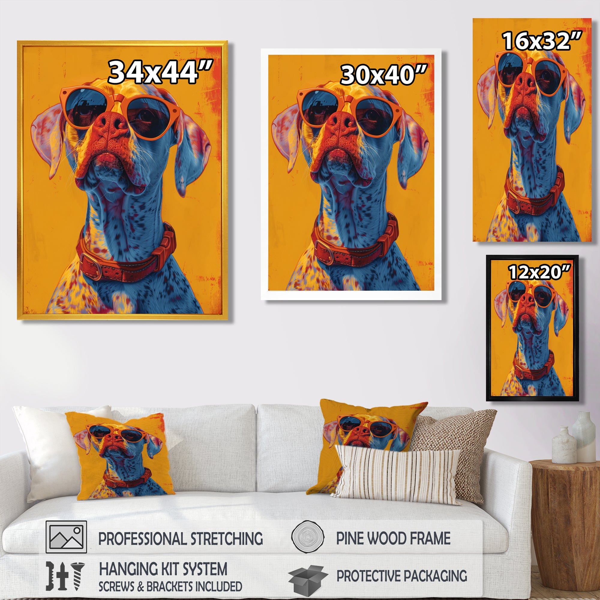 Orange red boxer dog with sunglasses - Dog Wall Decor
