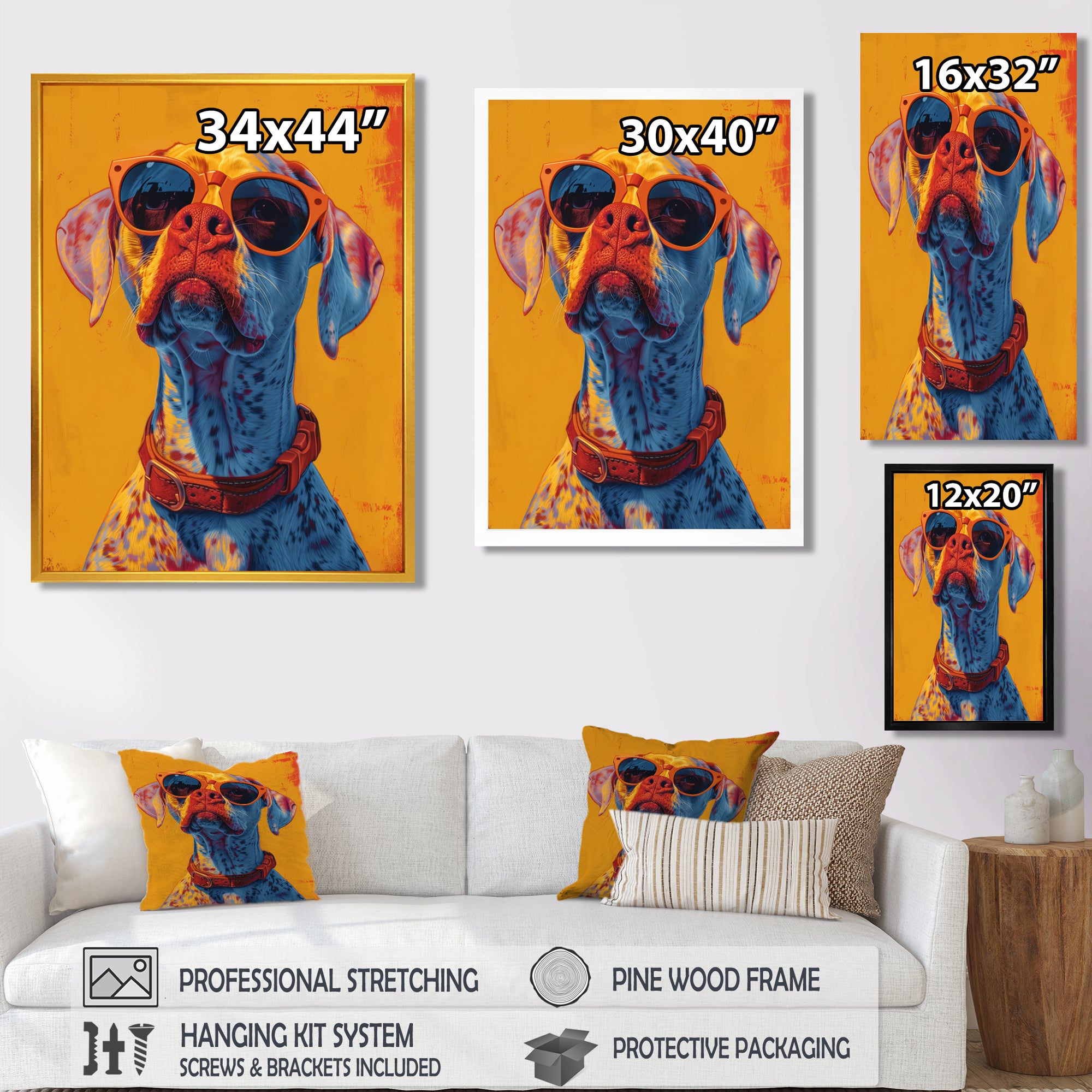Orange red boxer dog with sunglasses - Dog Wall Decor