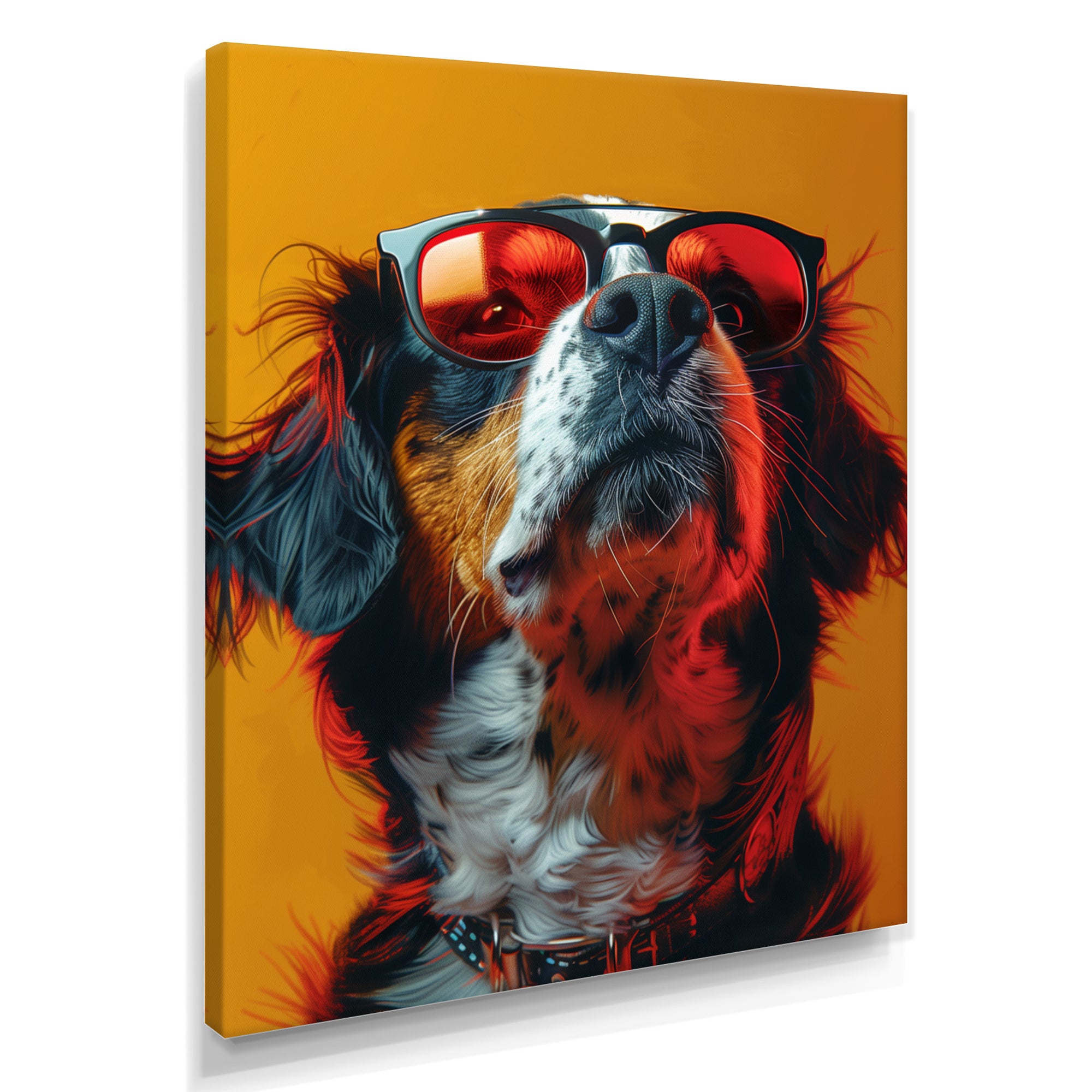 Red yellow sunglasses Bernese portrait - Dog Wall Art Prints