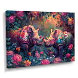 Pink green Rhino wondering dreams - Rhino Wall Decor