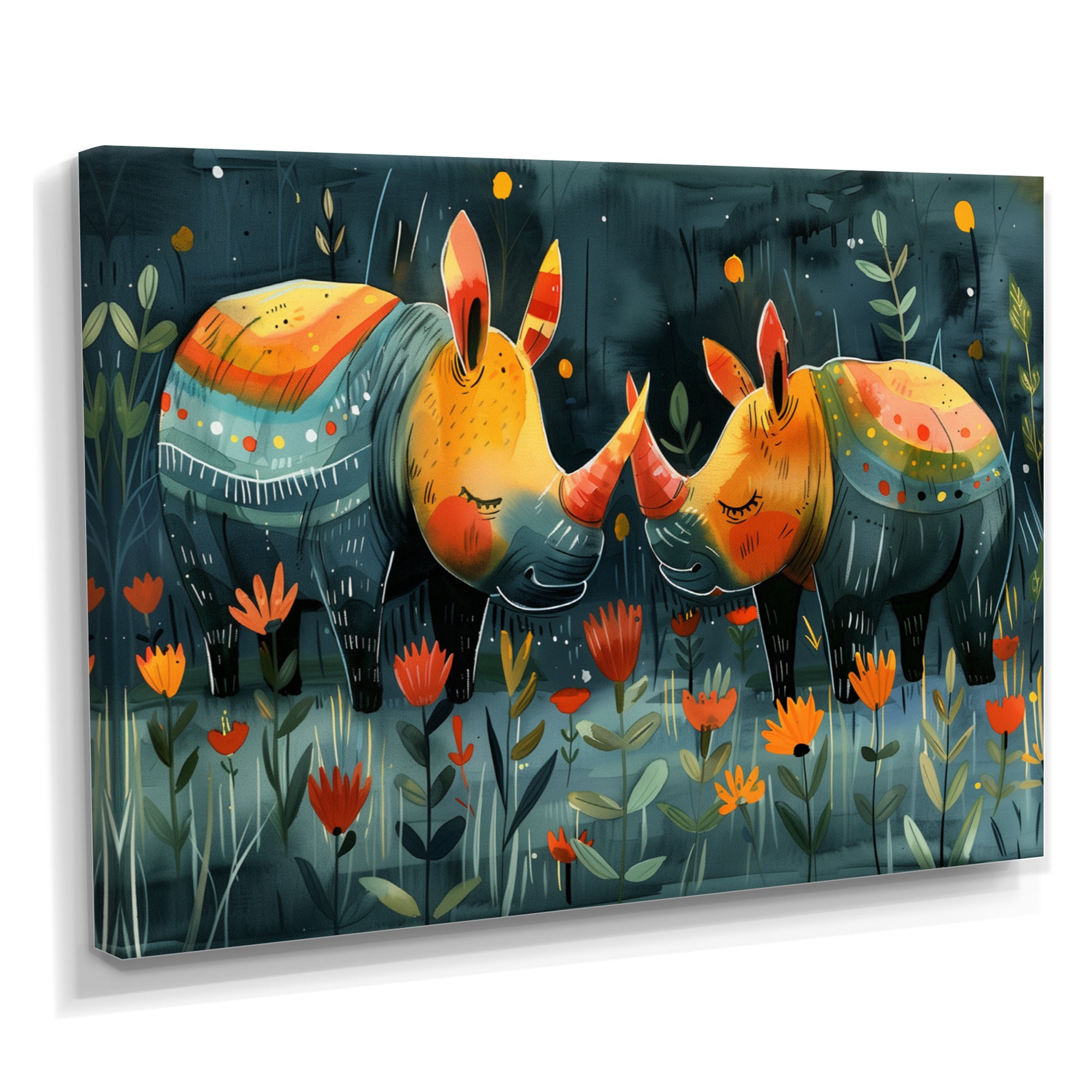 Yellow green Rhino wondering dreams - Rhino Wall Decor
