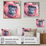 Pink blue gorilla portrait - Gorilla Canvas Wall Art