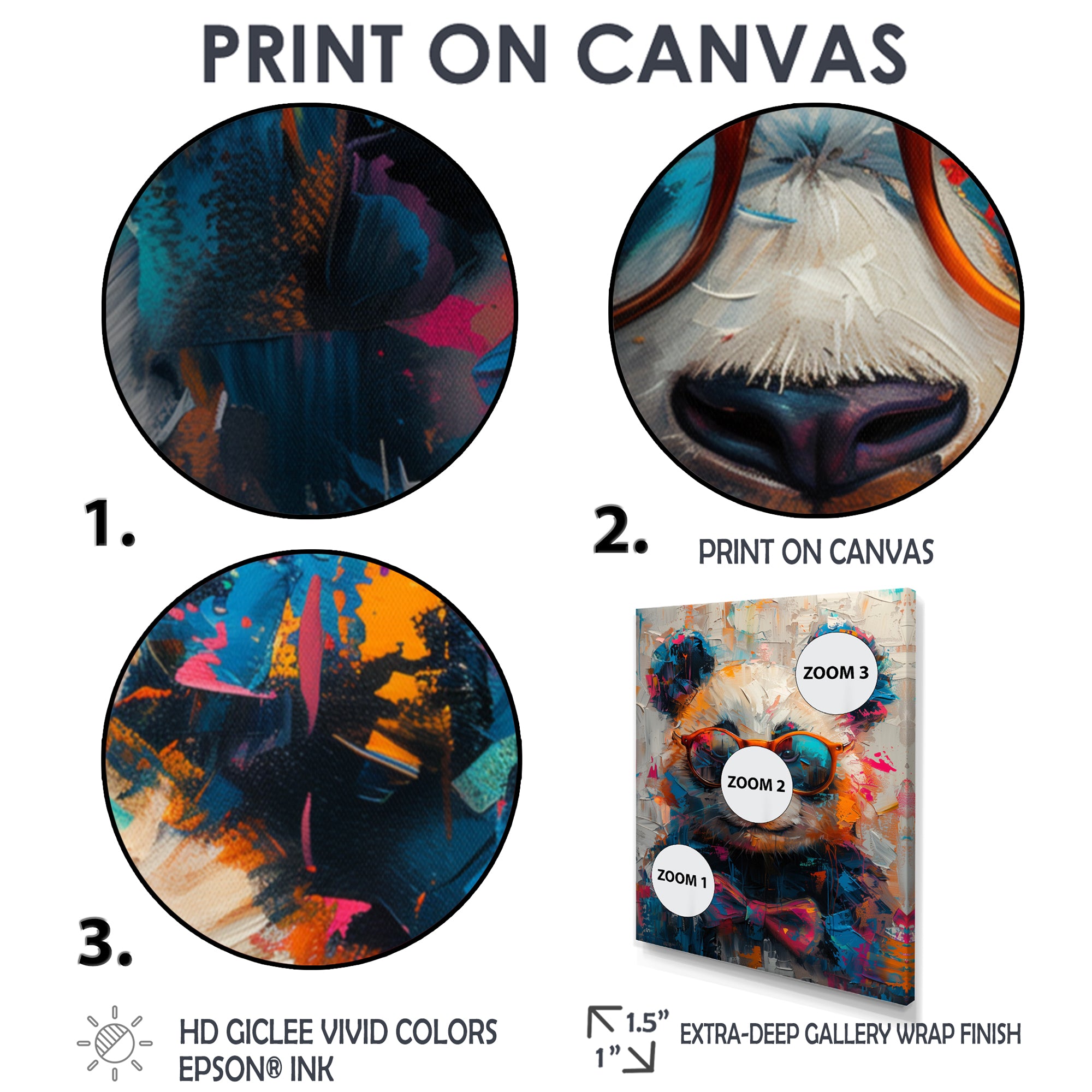 Red black panda portrait illusion - Panda Canvas Wall Art