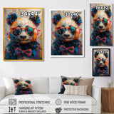 Red black panda portrait illusion - Panda Canvas Wall Art