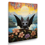 Gothic Bat in colorful flower rainforest - Bat Living Room Wall Art