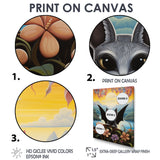 Gothic Bat in colorful flower rainforest - Bat Living Room Wall Art