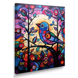 Stained glass Bird singing on branch Pop art - Bird Canvas Wall Art