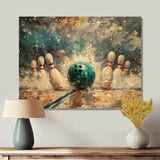 Green Bowling Ball Full Strike I - Bowling Canvas Wall Art