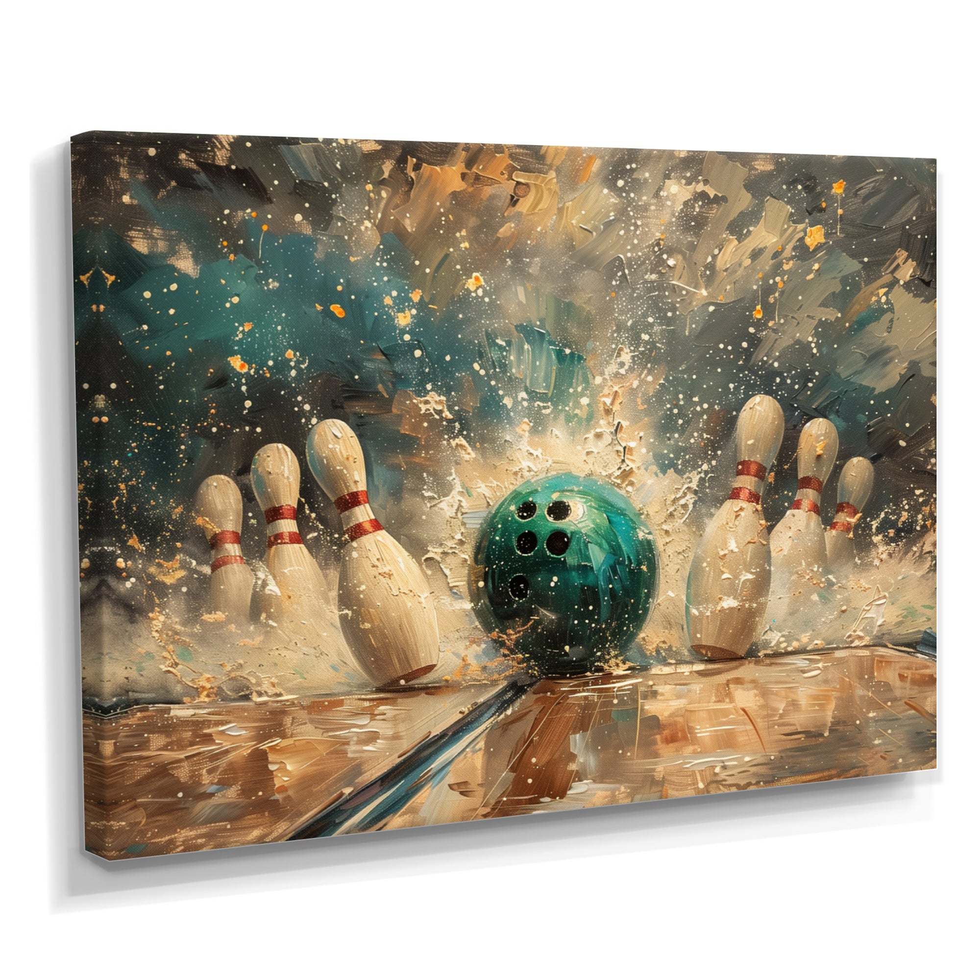 Green Bowling Ball Full Strike I - Bowling Canvas Wall Art