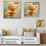 Vintage yellow Butterfly on daisy - Butterfly Wall Art Prints