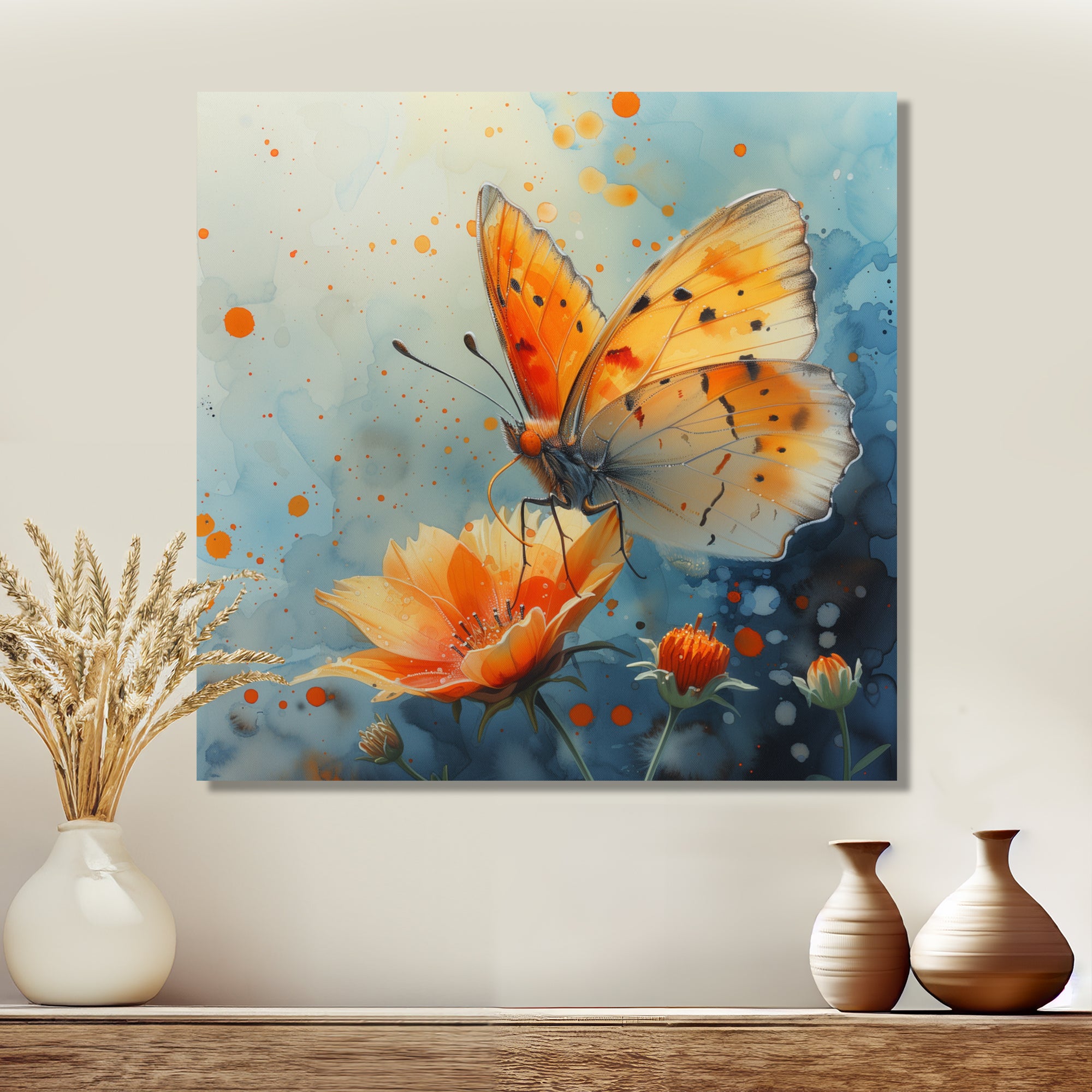 Vintage yellow Butterfly on summer flower - Butterfly Wall Art Prints