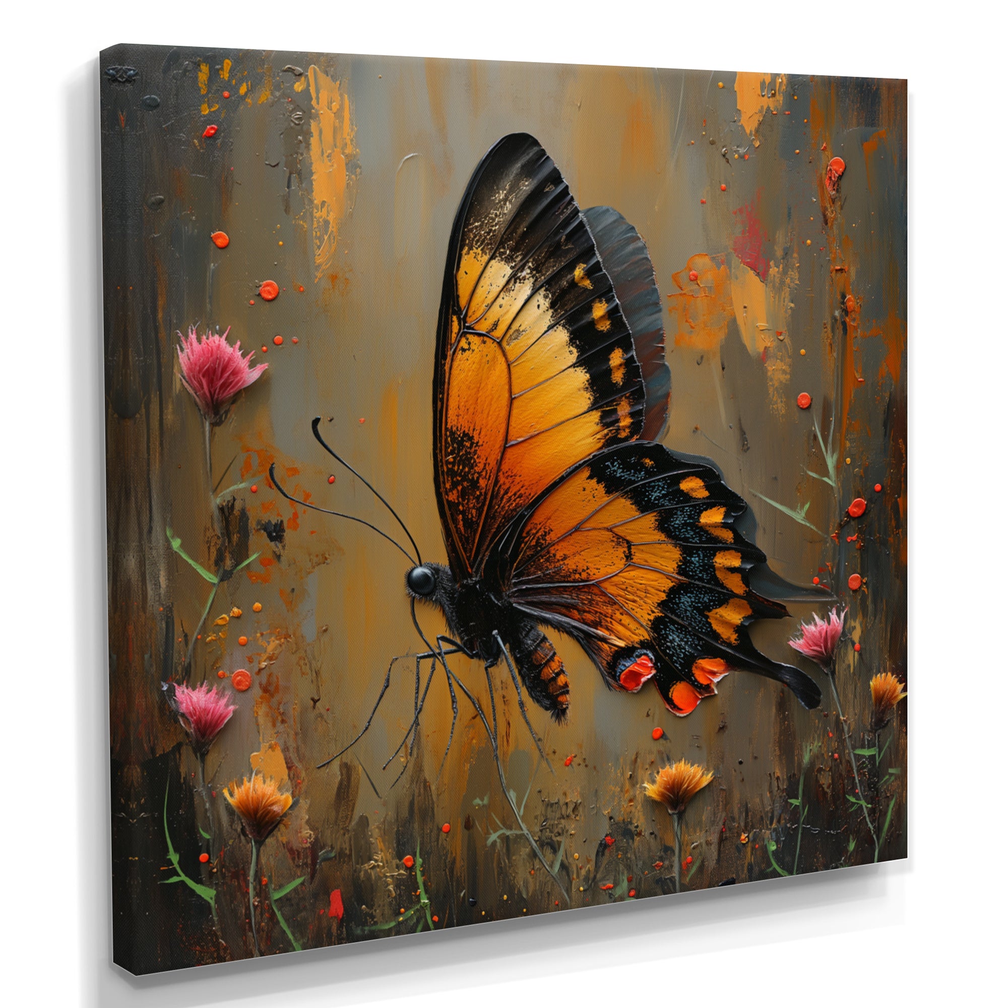 Vintage yellow and black Butterfly gardens - Yellow Butterfly Wall Art